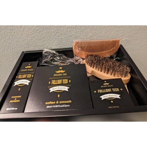New Beard Kit for Men Grooming & Care W/Beard Wash,3 Packs Beard Oil - Picture 2 of 2